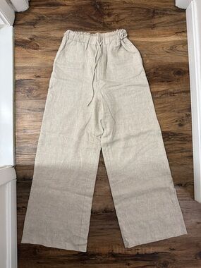 DISSH Women’s High Rise Wide-Leg Pull On Linen Pants - Natural, Beige US 4